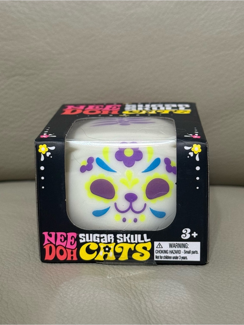 NEW Glow NeeDoh Sugar Skull Cat Glow in the Dark PURPLE Authentic Squishy